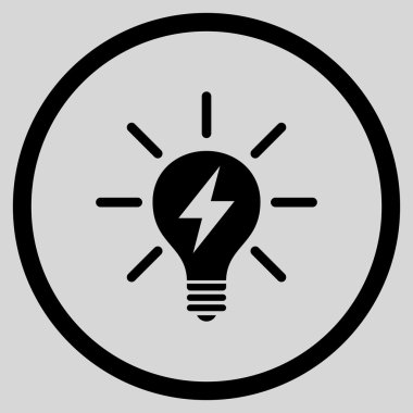 Elektrikli ampul düz vektör yuvarlak simge