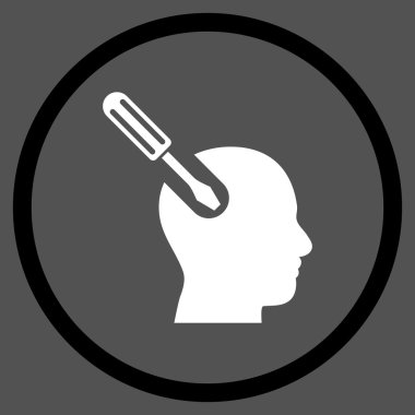 Beyin aracı düz vektör yuvarlak simgesi