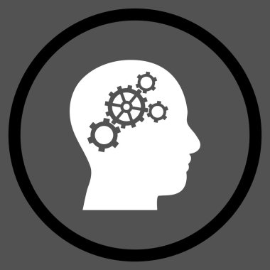 Beyin makine düz vektör yuvarlak simge