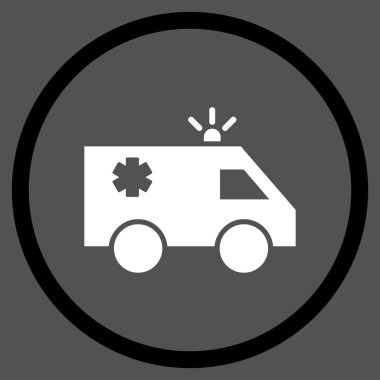 Ambulans Araba Düz Vektör Yuvarlak Simge