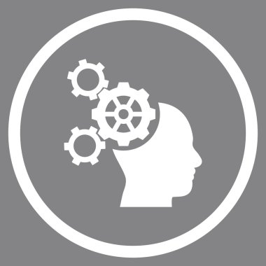 Beyin mekanik vektör yuvarlak simge düz