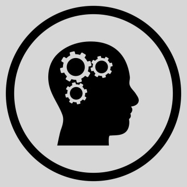 Beyin makine düz vektör yuvarlak simge