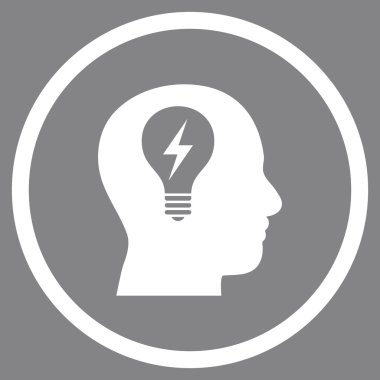 Kafası ampul düz vektör yuvarlak simge