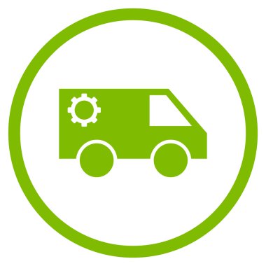 Hizmet araba düz yuvarlak vektör simgesi