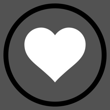 Love Heart Flat Vektör Yuvarlak Simge