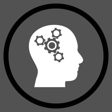 Beyin mekanik vektör yuvarlak simge düz