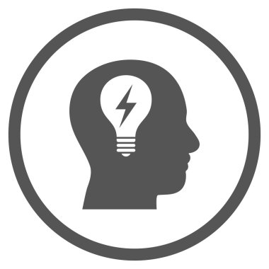 Kafası ampul düz vektör yuvarlak simge