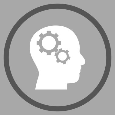 Vektör yuvarlak simge beyin parçaları düz