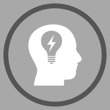 Kafası ampul düz vektör yuvarlak simge