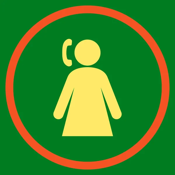 Calling vrouw plat afgerond vector pictogram — Stockvector