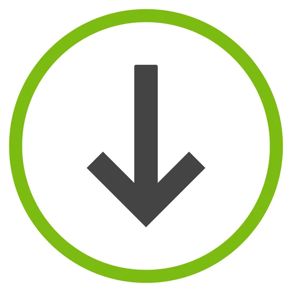 Flecha hacia abajo plana redondeada Vector icono — Vector de stock