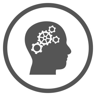 Vektör yuvarlak simge beyin parçaları düz