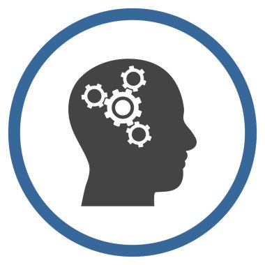 Beyin mekanik vektör yuvarlak simge düz