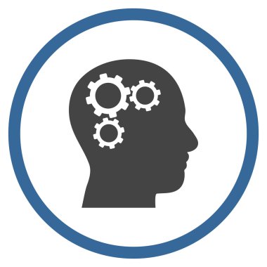 Beyin Cogwheels Düz Vektör Yuvarlak Simge