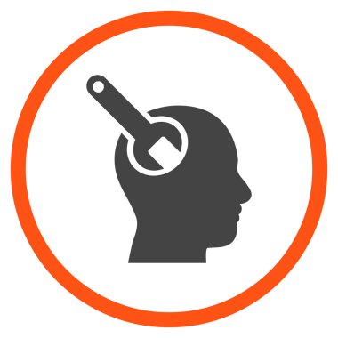 Beyin aracı düz vektör yuvarlak simgesi