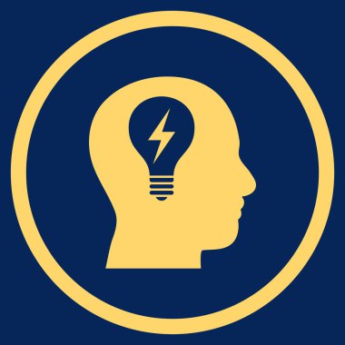 Baş Ampul Düz Yuvarlak Vektör Simgesi