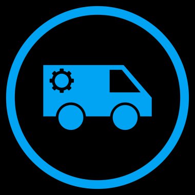 Hizmet araba düz yuvarlak vektör simgesi