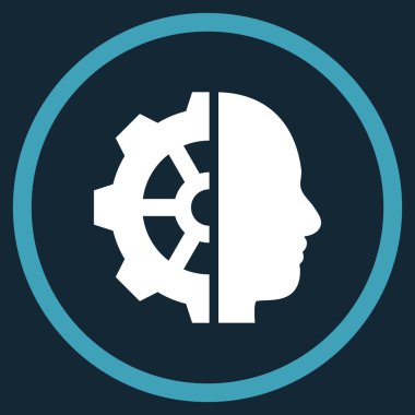 cyborg dişli düz yuvarlak vektör simgesi