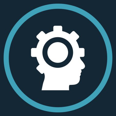 cyborg dişli düz yuvarlak vektör simgesi