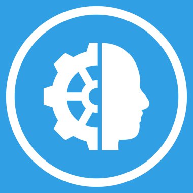 cyborg dişli düz yuvarlak vektör simgesi