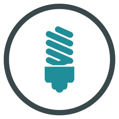 Floresan Ampul Düz Yuvarlak Vektör Simgesi