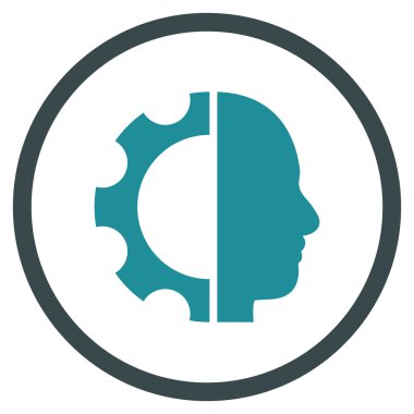 cyborg dişli düz yuvarlak vektör simgesi