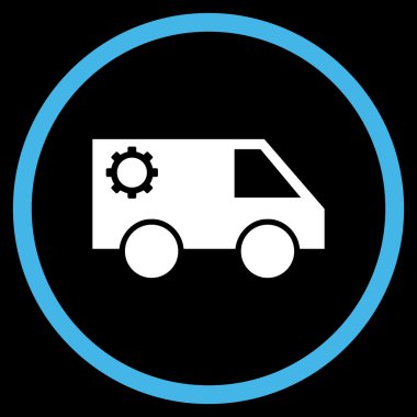 Hizmet araba düz yuvarlak vektör simgesi