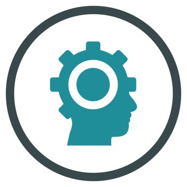 cyborg dişli düz yuvarlak vektör simgesi