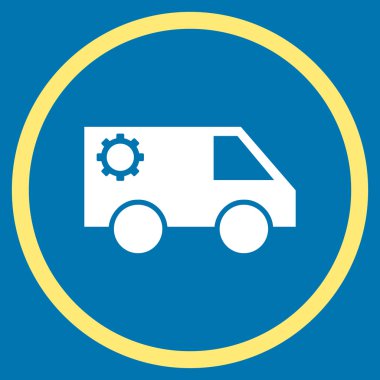 Hizmet araba düz yuvarlak vektör simgesi