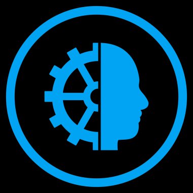 cyborg dişli düz yuvarlak vektör simgesi