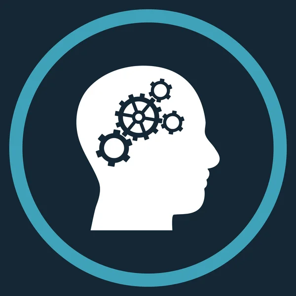 Brain Gears plat afgerond vector pictogram — Stockvector