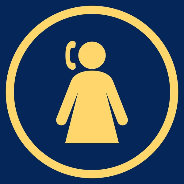 Calling Woman Flat Rounded Vector Icon — Vector de stoc