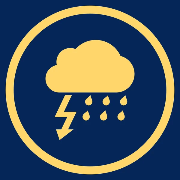 Thunderstorm Flat Rounded Vector Icon — Stock Vector