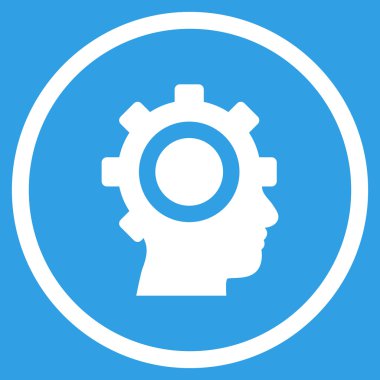 cyborg dişli düz yuvarlak vektör simgesi