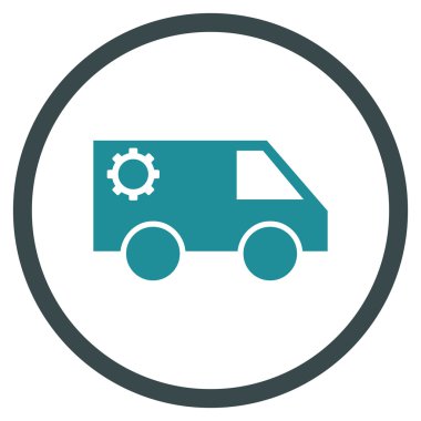 Hizmet araba düz yuvarlak vektör simgesi