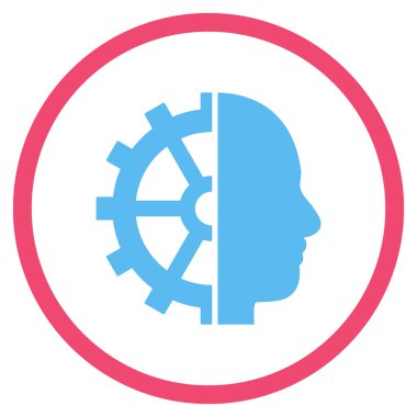 cyborg dişli düz yuvarlak vektör simgesi