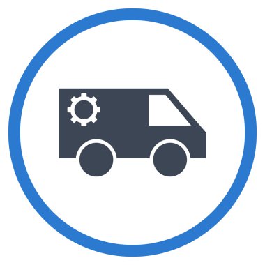 Hizmet araba düz yuvarlak vektör simgesi