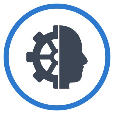 cyborg dişli düz yuvarlak vektör simgesi