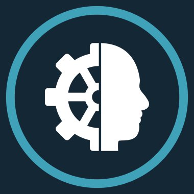 cyborg dişli düz yuvarlak vektör simgesi