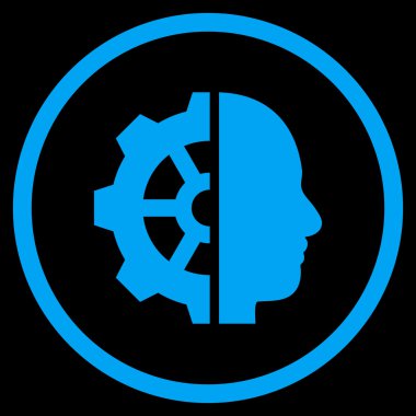 cyborg dişli düz yuvarlak vektör simgesi