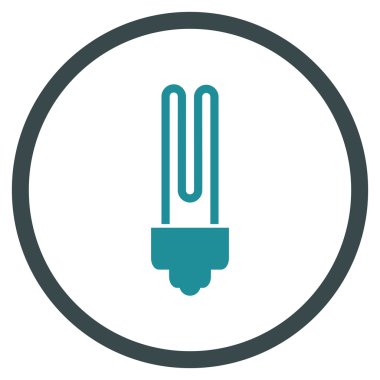 Floresan Ampul Düz Yuvarlak Vektör Simgesi