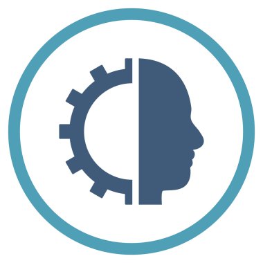 cyborg dişli düz yuvarlak vektör simgesi