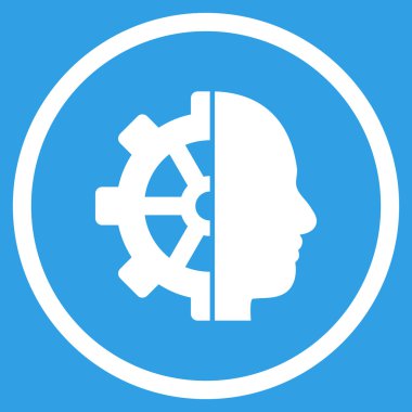 cyborg dişli düz yuvarlak vektör simgesi