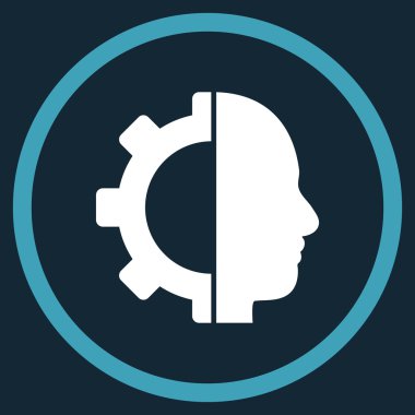 cyborg dişli düz yuvarlak vektör simgesi