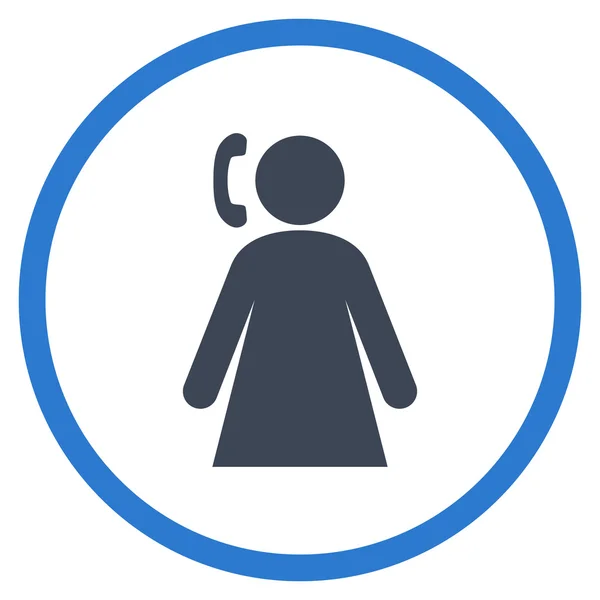 Calling vrouw plat afgerond vector pictogram — Stockvector