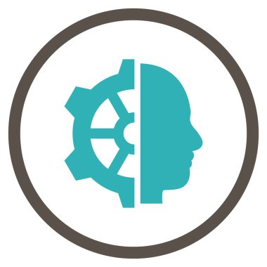 Cyborg vites düz vektör yuvarlak simge