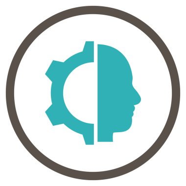 Cyborg vites düz vektör yuvarlak simge