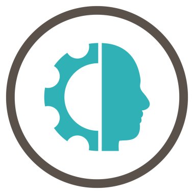 Cyborg vites düz vektör yuvarlak simge