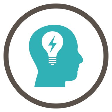 Kafası ampul düz vektör yuvarlak simge