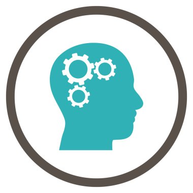 Beyin Cogwheels Düz Vektör Yuvarlak Simge